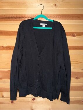 Amazon Essentials Black V-Neck Button Cardigan